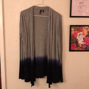 Lightweight gray cardigan with blue ombré